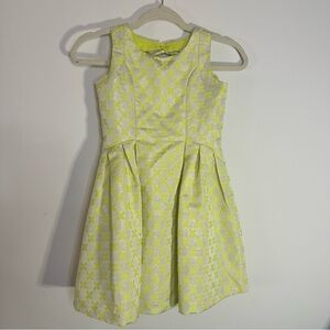 Little Angels by Us Angels Neon Yellow Jacquard Party Dress Girls 7 Bow Back